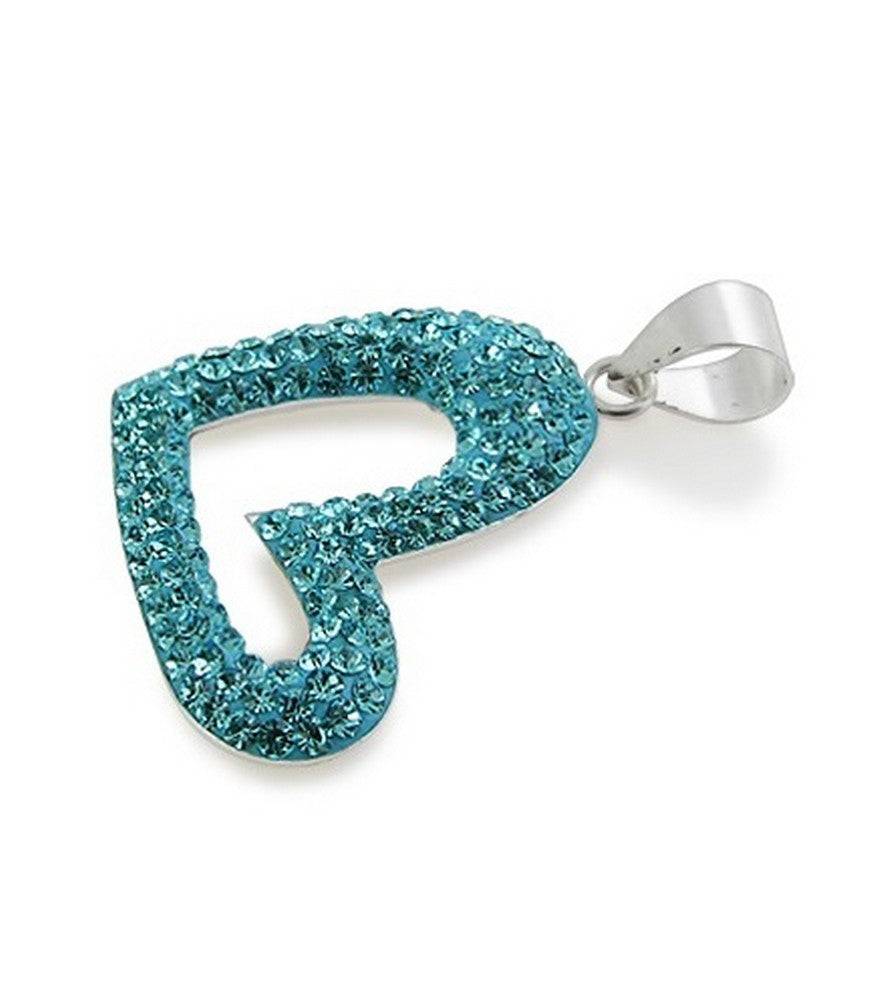 Lau Fashion 925 Sterling Silber 3D Herz Schwarz Anhänger Strass Zirkonia Kette Ø 23mm Flash Sale