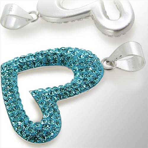 Lau Fashion 925 Sterling Silber 3D Herz Schwarz Anhänger Strass Zirkonia Kette Ø 23mm Flash Sale