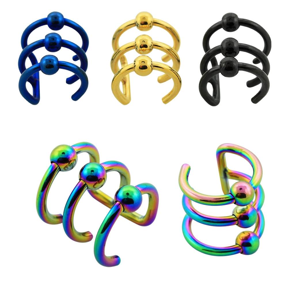 Lau Fashion Ohr Klemme Clip Illusion Fake Piercing Ohrring Test Helix Tragus Gothic Ø 13mm Nur noch ein Tag übrig