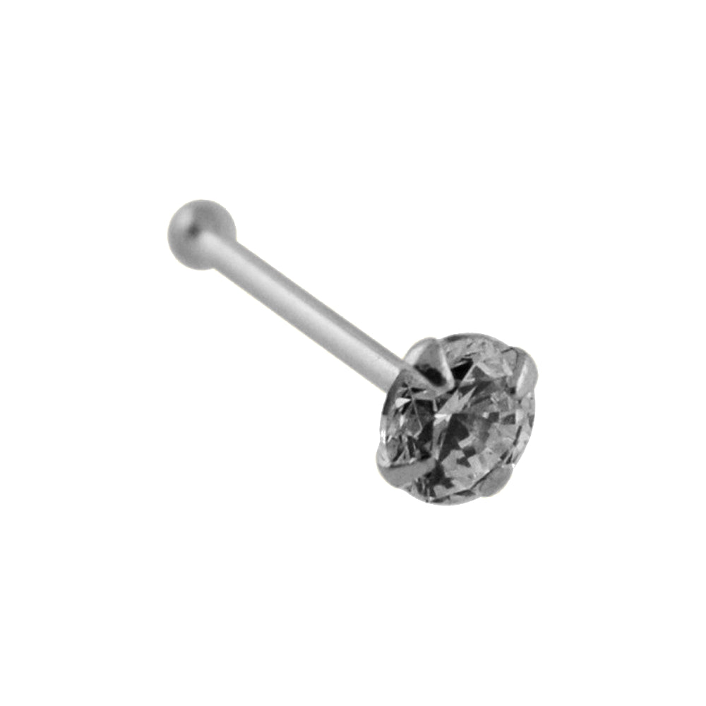 Lau Fashion 9 Karat 375 Gold Silber Nasen Piercing Stecker Rund Zirkonia Ø 2,5mm zollfrei