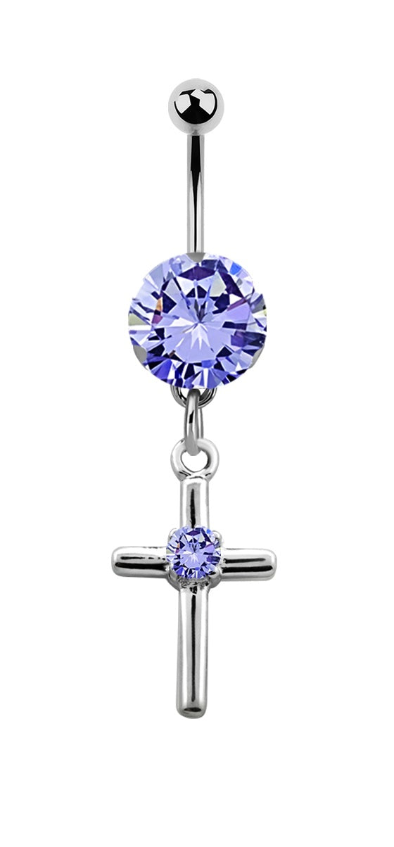 Lau Fashion Bauchnabel Piercing Zirkonia Kreuz Silber Kristalle Stab 1,6x10mm Stein Ø 8mm Online