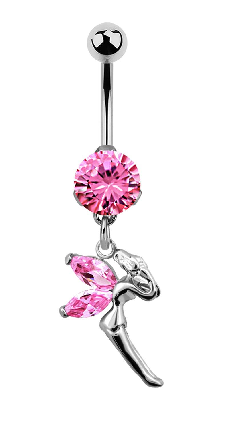Lau Fashion Zirkonia Fee Bauchnabel Piercing Silber Kristalle 1,6x10mm Stein Ø 8mm Outlet