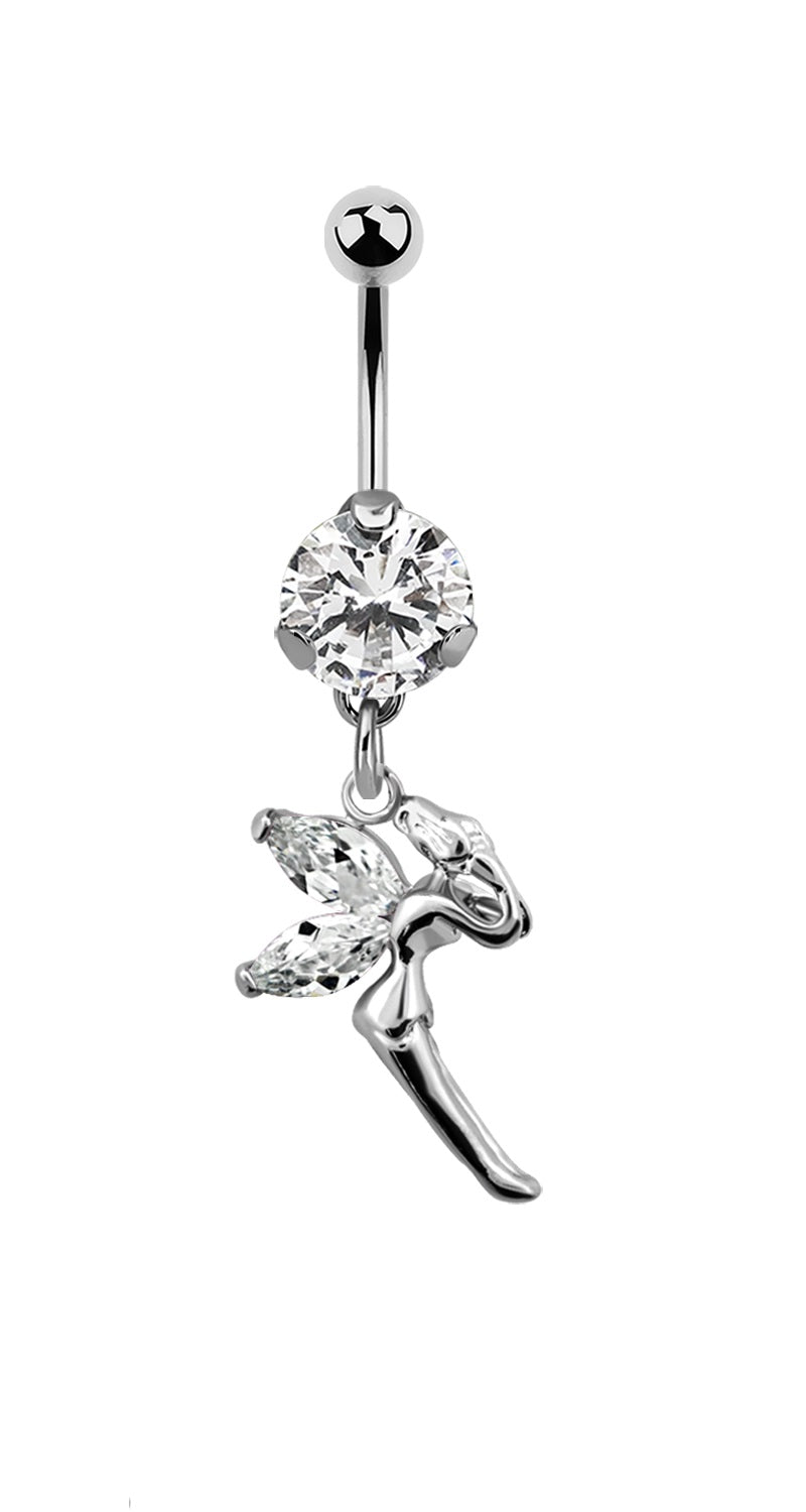 Lau Fashion Zirkonia Fee Bauchnabel Piercing Silber Kristalle 1,6x10mm Stein Ø 8mm Outlet