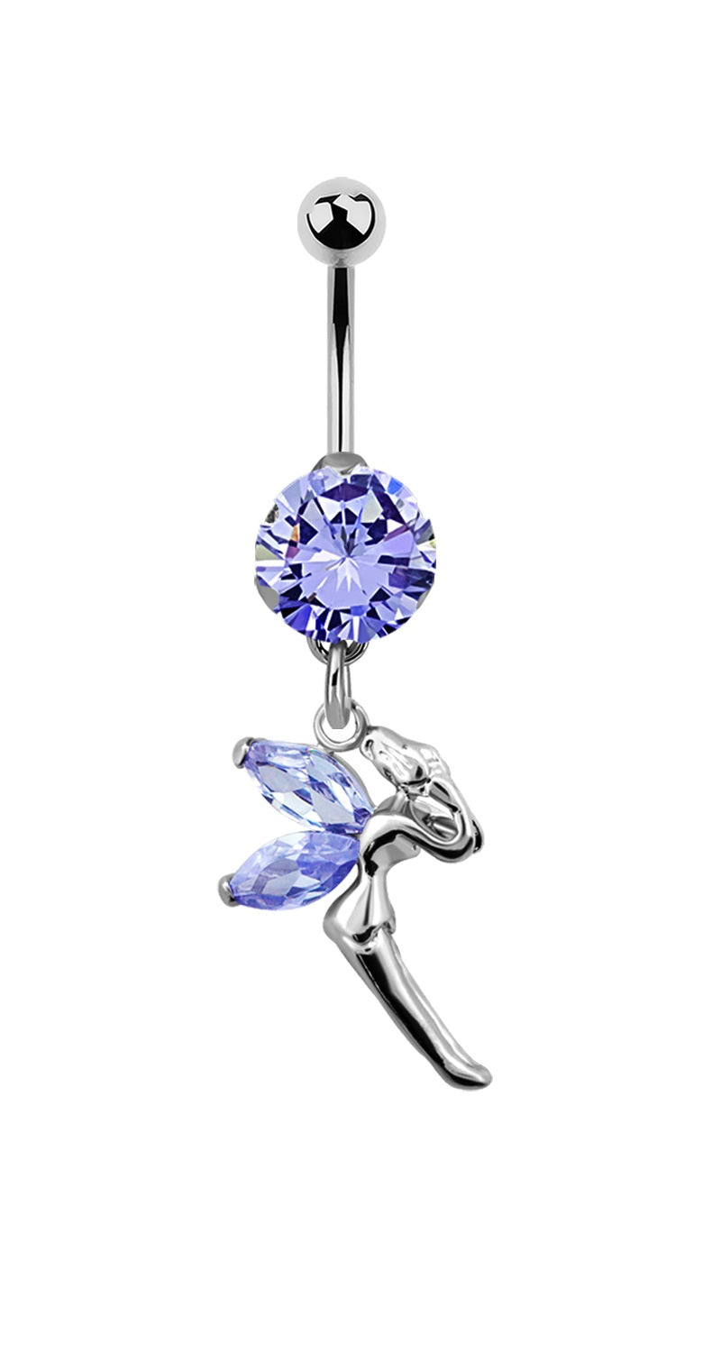 Lau Fashion Zirkonia Fee Bauchnabel Piercing Silber Kristalle 1,6x10mm Stein Ø 8mm Outlet