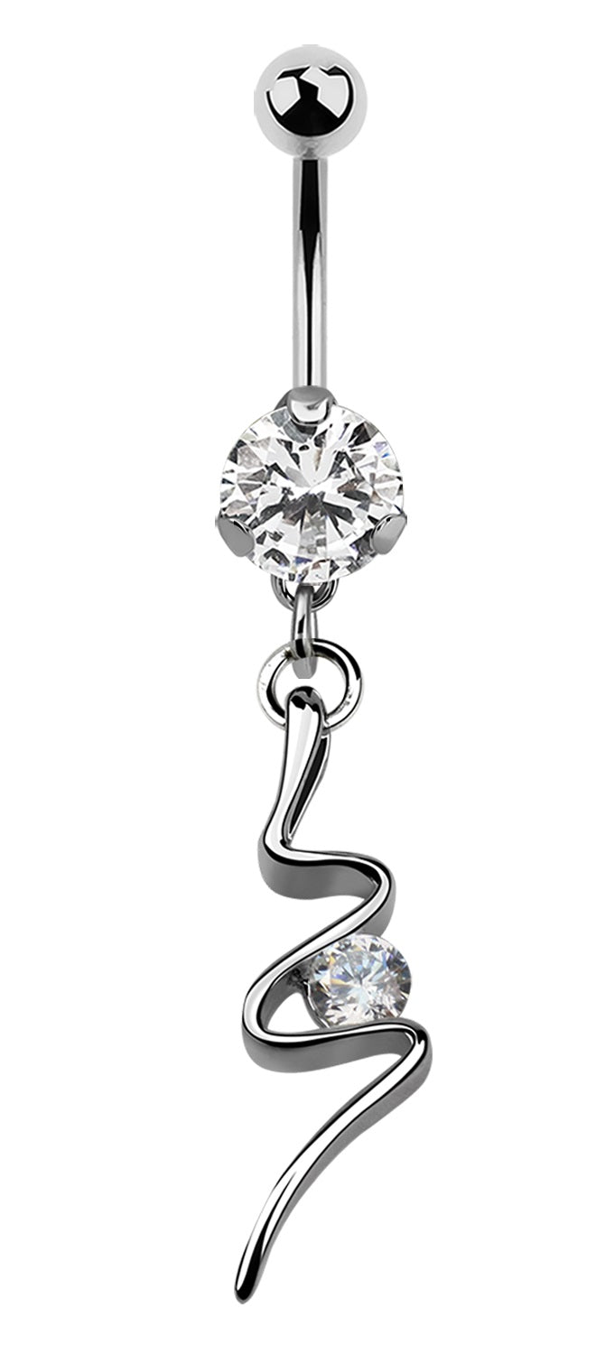 Lau Fashion Zirkonia Schlangen Bauchnabel Piercing Silber Kristalle 1,6x10mm Stein Ø 8mm Verkauf