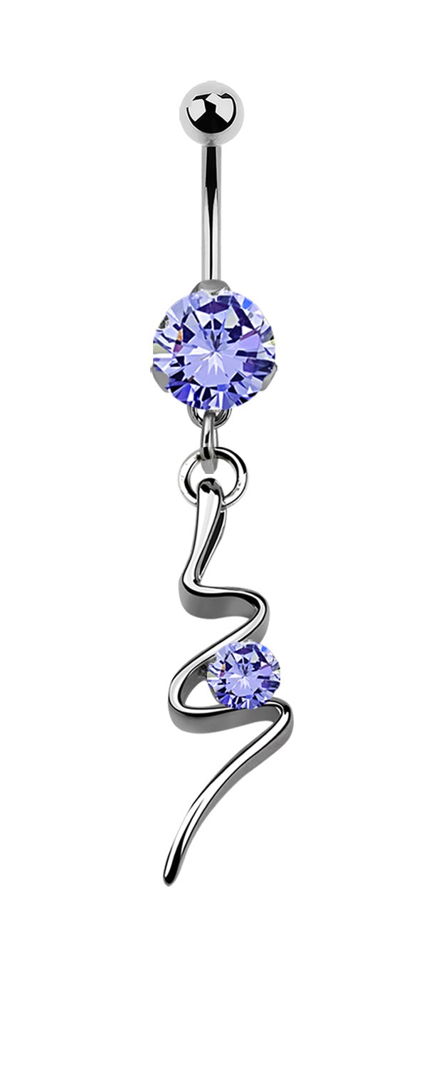 Lau Fashion Zirkonia Schlangen Bauchnabel Piercing Silber Kristalle 1,6x10mm Stein Ø 8mm Verkauf