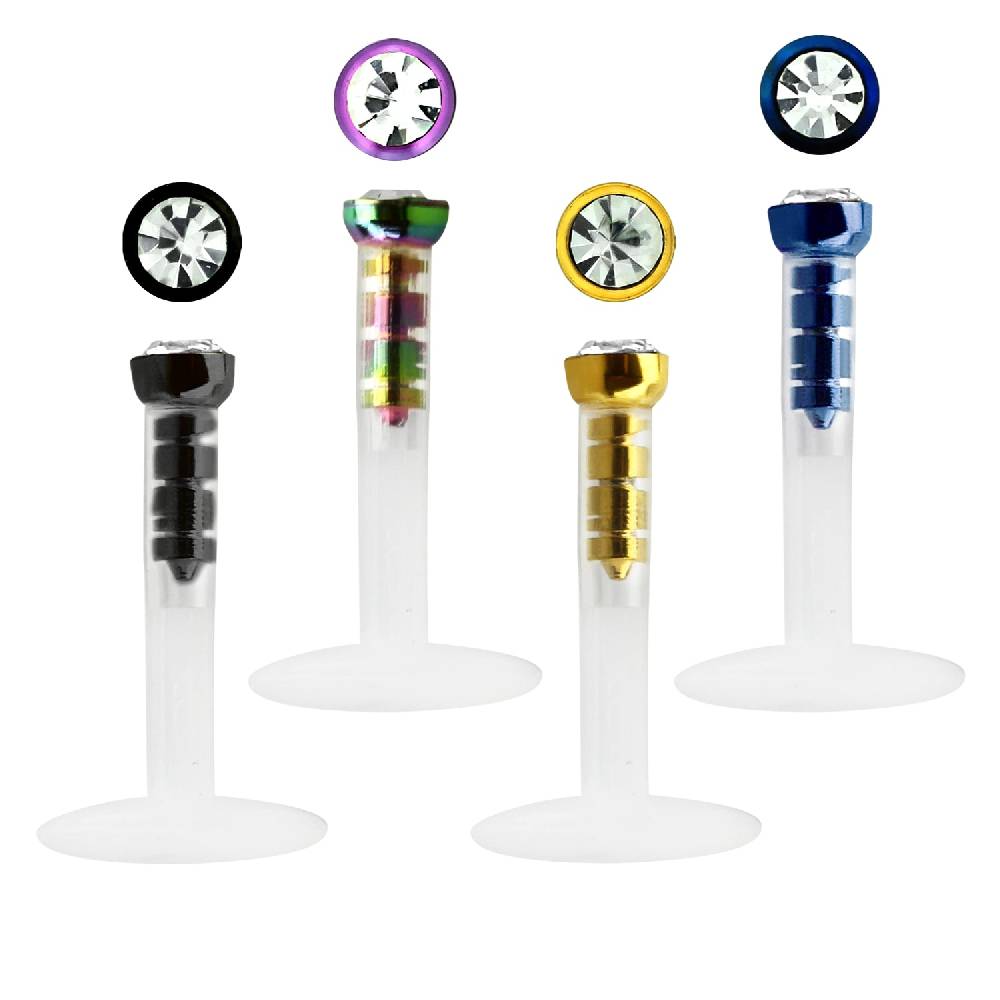 Lau Fashion BioFlex Lippen Piercing Strass Labret Stecker Bling Cap Stein Ø 2mm Hotsell