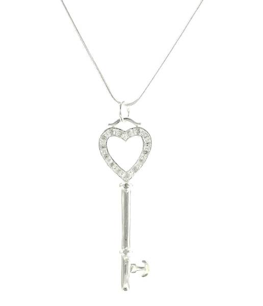 Lau Fashion Lau-Fashion Luxus Damen Halskette Schlüssel Zirkonia Anhänger Versilbert Ø 67mm Riesige Rabatte