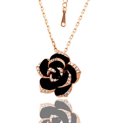 Lau Fashion Damen Blume Halskette Zirkonia Anhänger Schmuck Strass Vergoldet Ø 25mm Großer Ausverkauf