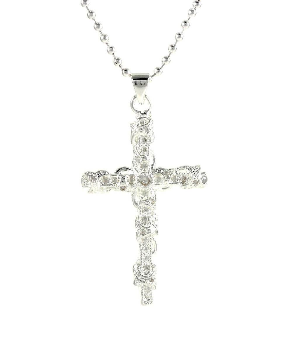 Lau Fashion Silber Rosenkranz Kette Herren Hals Jesus Kreuz Hip Hop Anhänger Ø 55mm Weihnachtsangebot