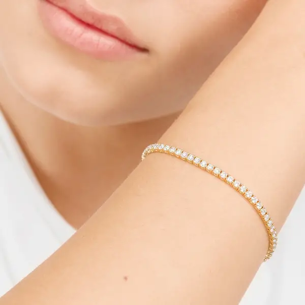 Leaf Jewelry Tennisarmband mit Diamanten, Gelbgold, 3.42ct, 17.0cm Wochenangebot