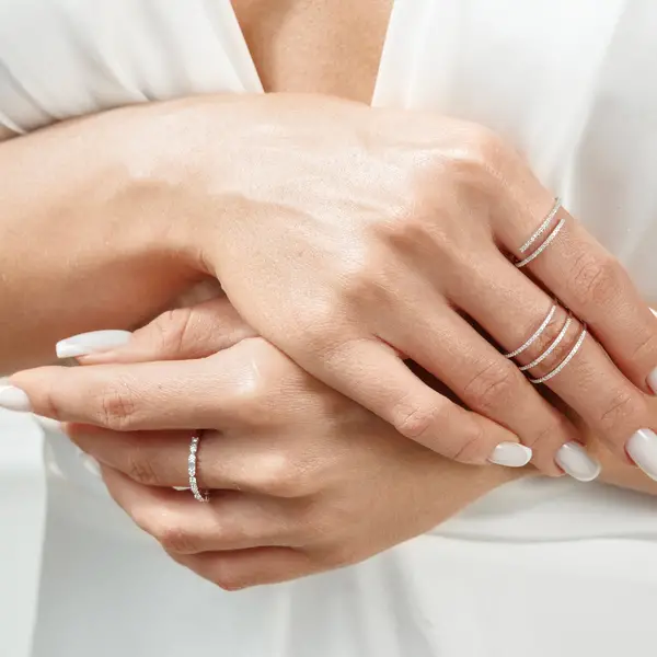 Leaf Jewelry Ring mit Baguette Diamanten, 14K Weißgold Letzte 3 Tage