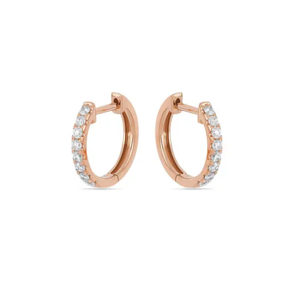 Leaf Jewelry Creole mit Diamanten, 18K Rosegold Letzter Tag