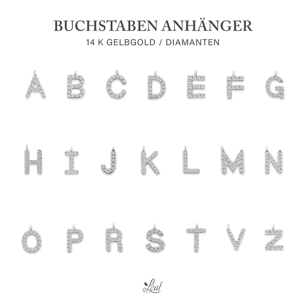 Leaf Jewelry Glücksarmband mit Letter Charm, 14 K Weißgold mit Diamanten Discount Store für neue Produkte