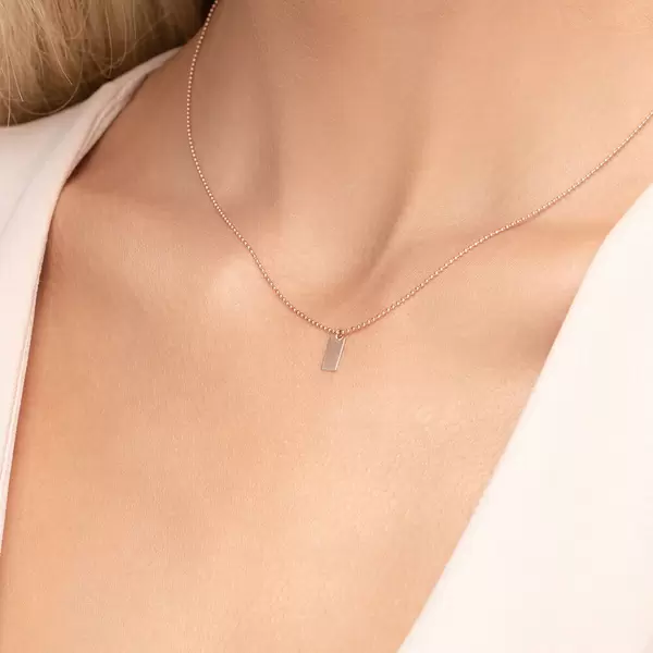 Leaf Jewelry Halskette Tiny Dog Tag, 14 K Rosegold Clearance-Verkauf