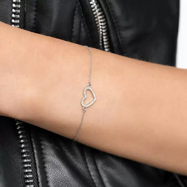 Leaf Jewelry Armkette Heart mit Diamanten, 18 K Weißgold Fabrikladen