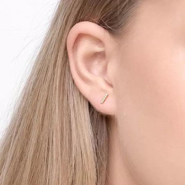 Leaf Jewelry Ohrstecker Bar mit Diamanten, 18 K Gelbgold Begrenzt auf 3 Tage