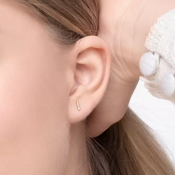 Leaf Jewelry Ohrstecker Bar mit Diamanten, 18 K Gelbgold Begrenzt auf 3 Tage