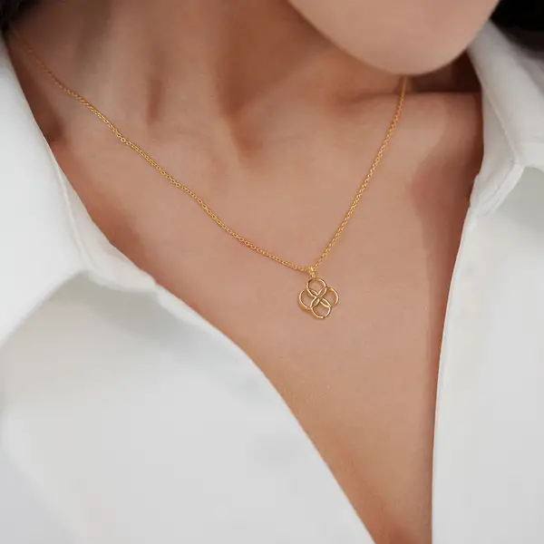 Leaf Jewelry Halskette Clover Charm, 18 K Gelbgold vergoldet zollfrei