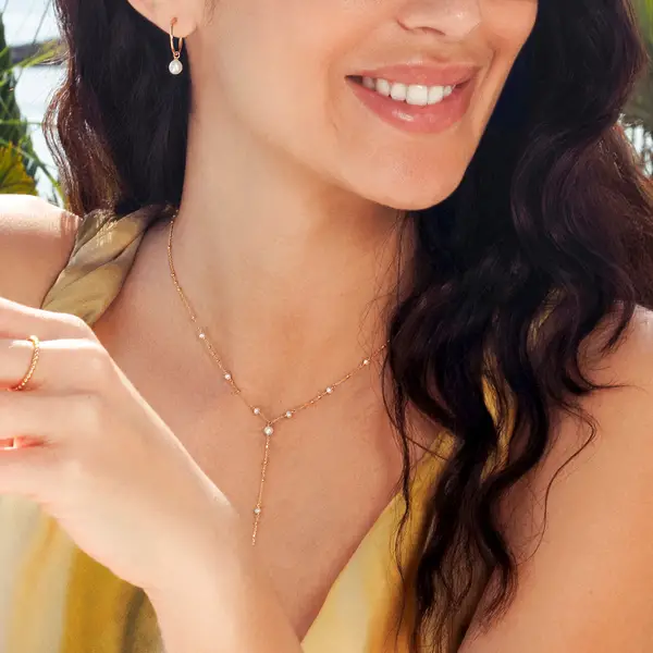 Leaf Jewelry Y-Halskette Flying Pearls, 18 K Gelbgold vergoldet Schlussverkauf
