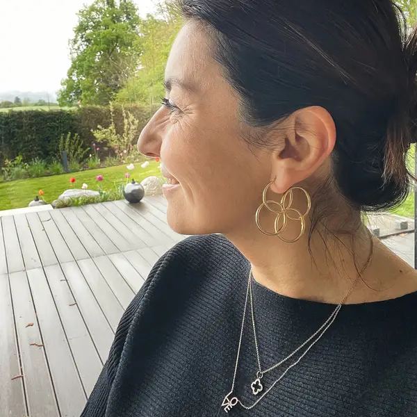 Leaf Jewelry Creolen Clover Charm, groß, 18 K Gelbgold vergoldet Fabrikverkauf