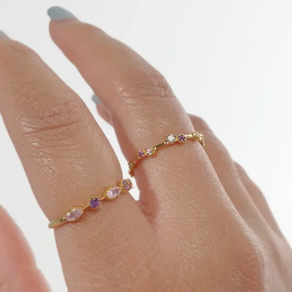 Leaf Jewelry Silber Ring, Oval Gems, Rosenquarz, Gelbgold Kostenloser Versand