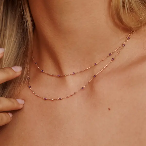 Leaf Jewelry Halskette Flying Gems, Amethyst, 90cm, 925 Sterlingsilber Saisonschlussverkauf