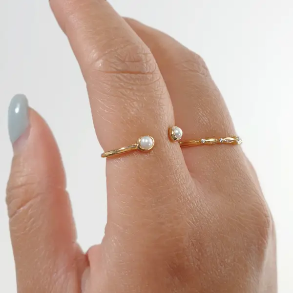 Leaf Jewelry Silber Open Ring, Perle, Rosegold Cyber Monday