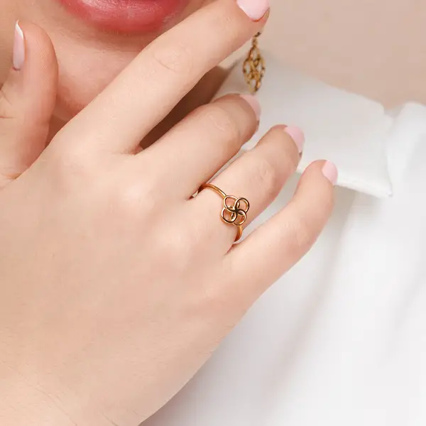 Leaf Jewelry Ring Clover Charm, 925 Sterlingsilber Valentinstagsangebot