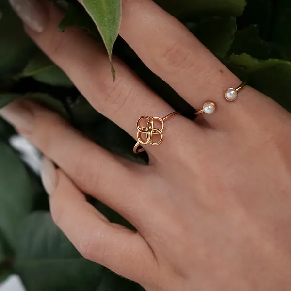 Leaf Jewelry Ring Clover Charm, 925 Sterlingsilber Valentinstagsangebot