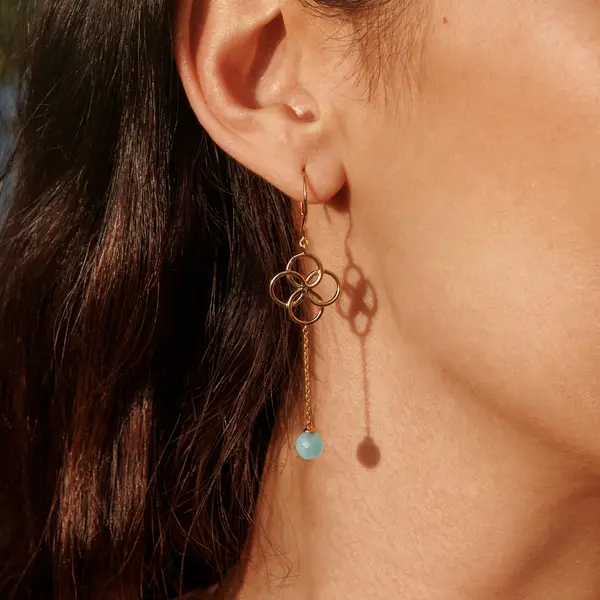 Leaf Jewelry Ohrhänger Clover Charm, Aqua Chalzedon, 925 Sterlingsilber Online Outlet