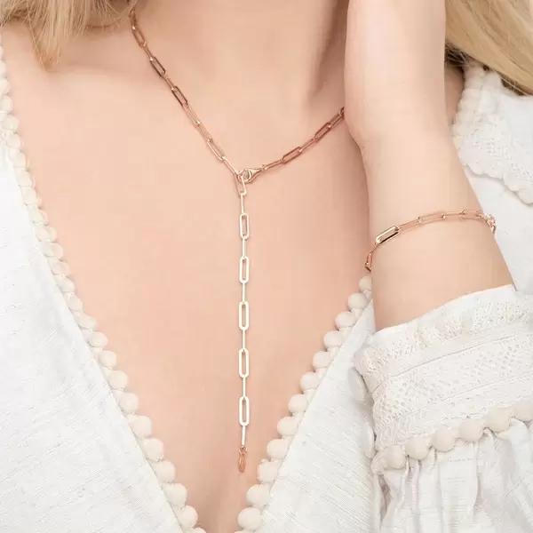 Leaf Jewelry Y-Halskette Square, 52cm, 18 K Rosegold vergoldet Neuheiten