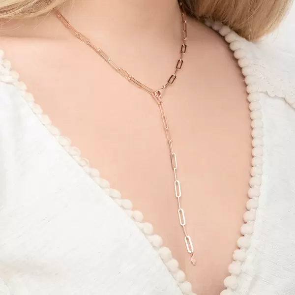 Leaf Jewelry Y-Halskette Square, 52cm, 18 K Rosegold vergoldet Neuheiten
