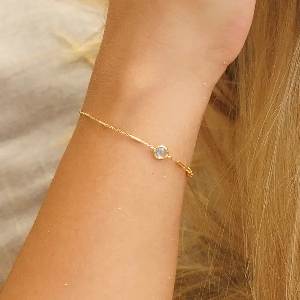 Leaf Jewelry Armkette Solitär, Rosenquarz, 18 K Rosegold vergoldet Sonderangebote