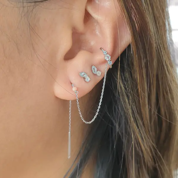 Leaf Jewelry Earcandy, Mondstein/Blauer Topaz, 925 Sterlingsilber Neueste Stile