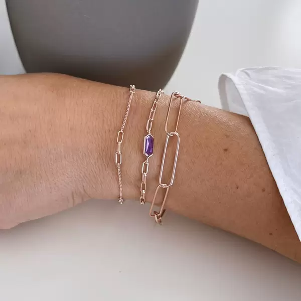 Leaf Jewelry Silber Armkette, BIG SQUARE, Rosegold Zeitbegrenzte Promotion