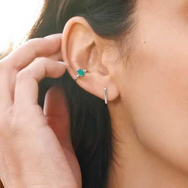 Leaf Jewelry Silber Earcuff Gorgeous Gems, Grüner Achat, Gelbgold Bis zu 60% Rabatt