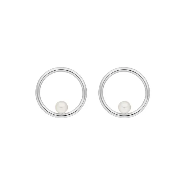 Leaf Jewelry Ohrstecker Circle mit Perle, 925 Sterlingsilber Super Rabatt