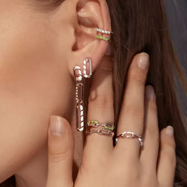 Leaf Jewelry Silber Ohrringe, Rosegold, Neon Twist Clearance-Verkauf