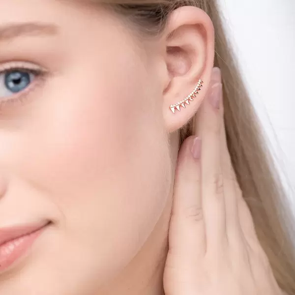 Leaf Jewelry Earclimber Memory II, 18 K Rosegold vergoldet Black Friday Preise