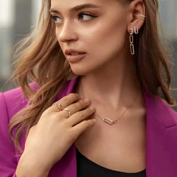 Leaf Jewelry Silber Halskette, Rosegold, Neon Twist Im Verkauf