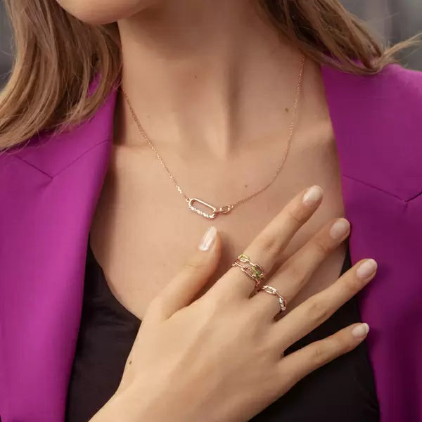 Leaf Jewelry Silber Halskette, Rosegold, Neon Twist Im Verkauf