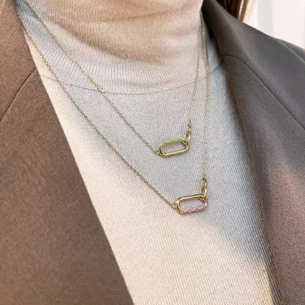 Leaf Jewelry Silber Halskette, Rosegold, Neon Twist Im Verkauf