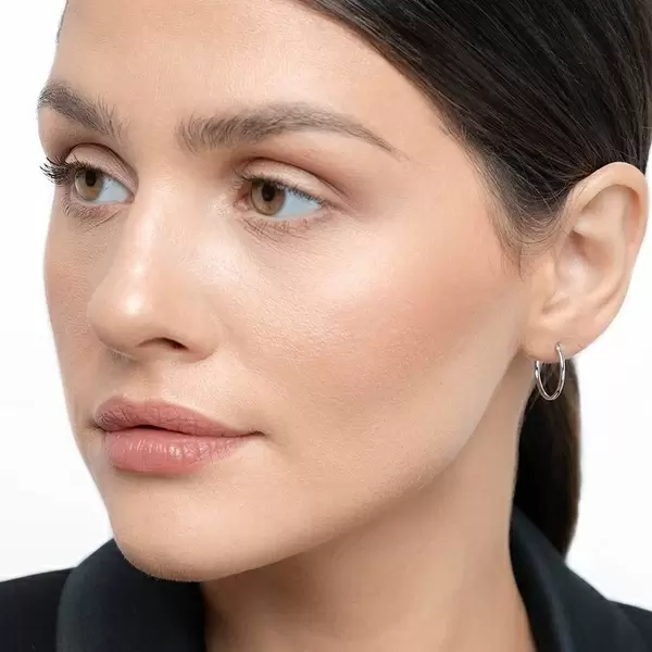 Leaf Jewelry Creole Rund S, 15mm, 14 K Weissgold Günstig kaufen