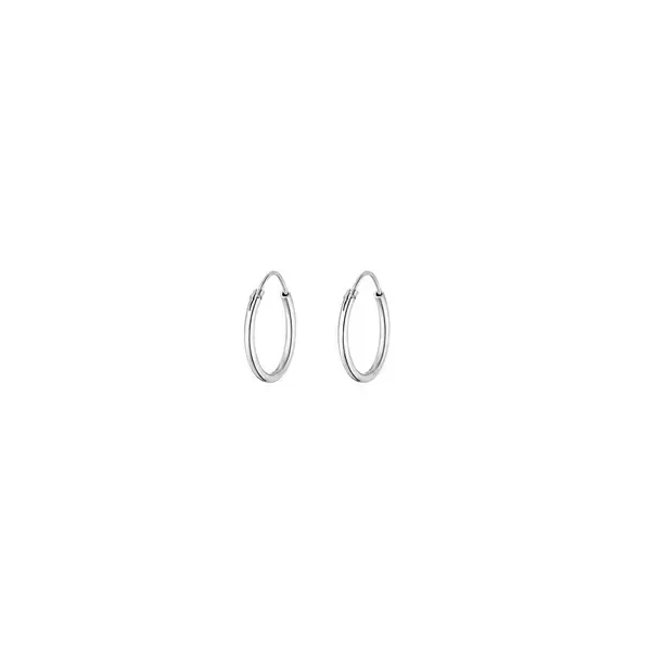 Leaf Jewelry Creole Rund S, 15mm, 14 K Weissgold Günstig kaufen