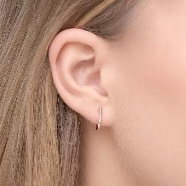 Leaf Jewelry Creole Circle XS mit Diamanten, 12mm, 18 Rosegold Versandkostenfrei