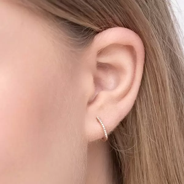 Leaf Jewelry Creole Circle XS mit Diamanten, 12mm, 18 Rosegold Versandkostenfrei