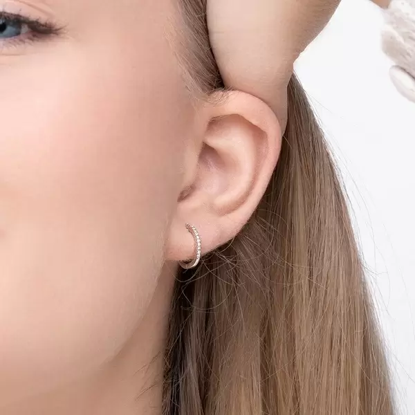 Leaf Jewelry Creole Circle XS mit Diamanten, 12mm, 18 Rosegold Versandkostenfrei