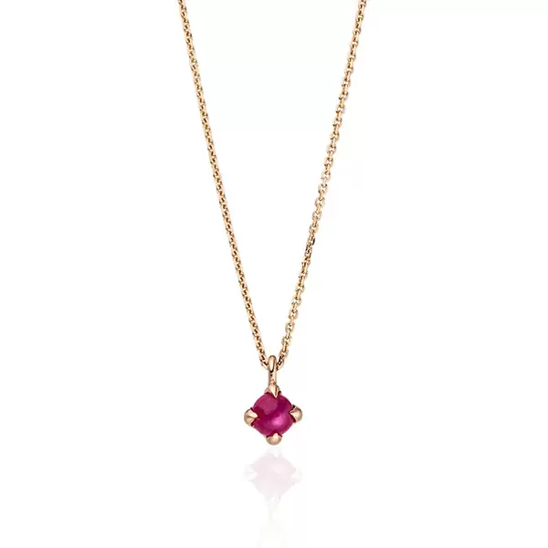 Leaf Jewelry Halskette Cabochon, Rubin, 14 K Roségold Flash Sale