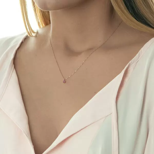 Leaf Jewelry Halskette Cabochon, Rubin, 14 K Roségold Flash Sale
